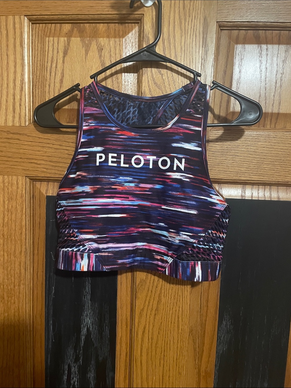 Peloton Navy Multicolor Brushstroke High-Neck Sports Bra